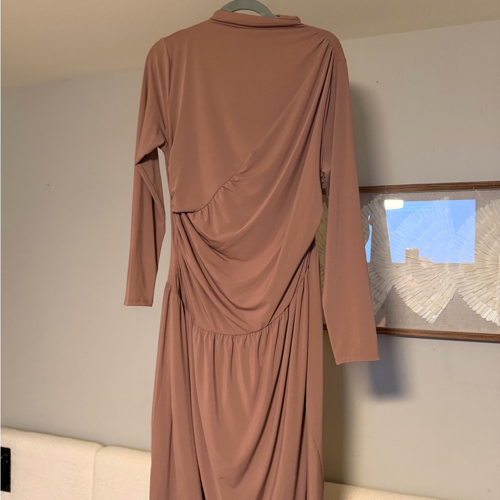 H&M Long Sleeve Draped Midi Dress - Mauve